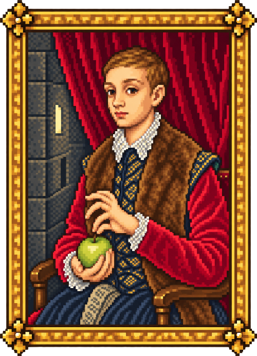 The Boy With Apple painting